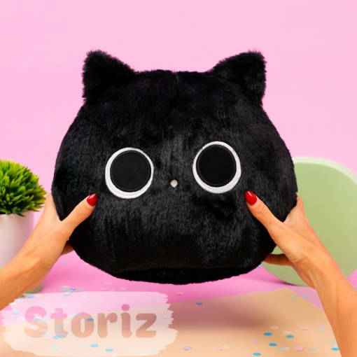 Мягкая игрушка-подушка "Кот" черный, 30 см