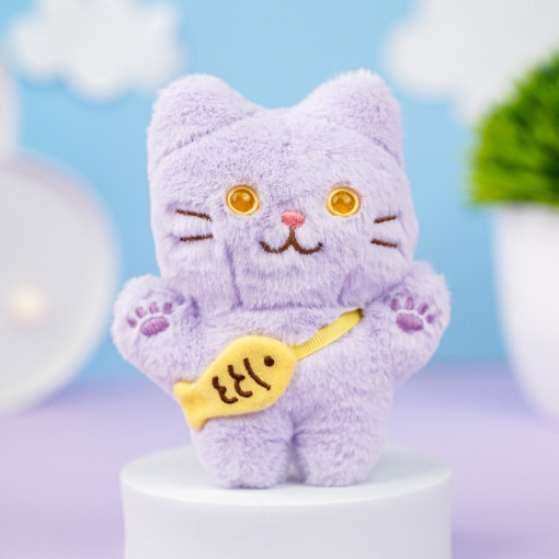 Мягкий брелок "Котик" сиреневый, 12 см