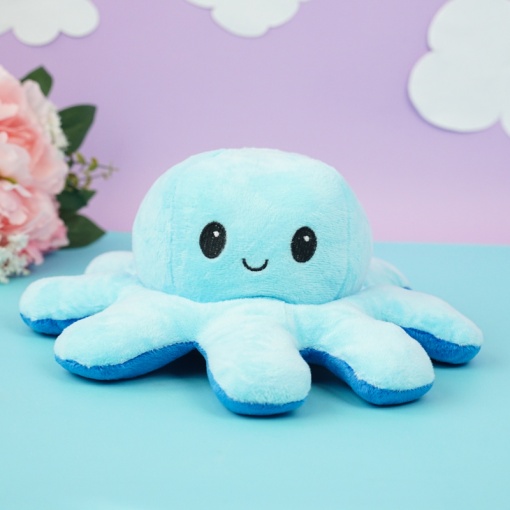 Мягкая игрушка-перевертыш "Осьминожек" синий-голубой, 30см