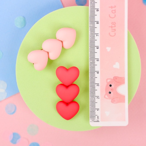 Набор заколок для волос "Три сердца", розовый  2 шт.