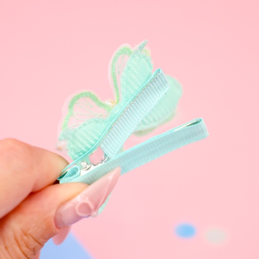 Набор заколок для волос "Бабочка" зеленый, 2 шт.