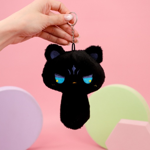 Мягкий брелок "Котик-пищалка" черный, 12см