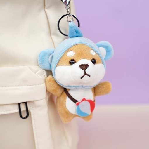 Брелок мягкий "Собачка в шапочке" голубой, 10 см.