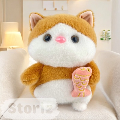 Мягкая игрушка "Рыжий Кот" с рыбкой, 25см