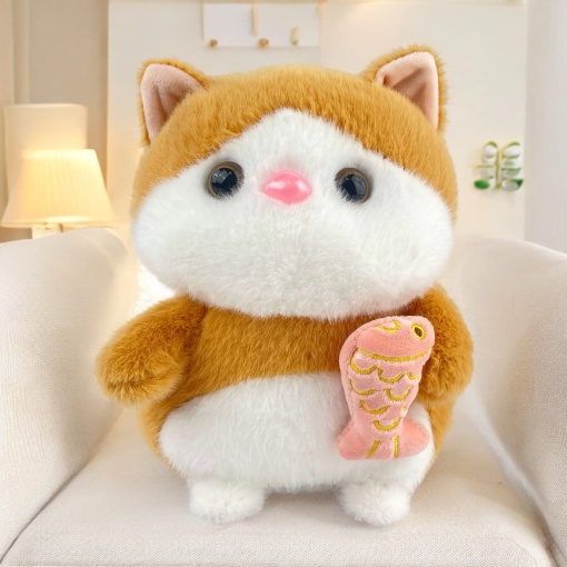 Мягкая игрушка "Рыжий Кот" с рыбкой, 25см