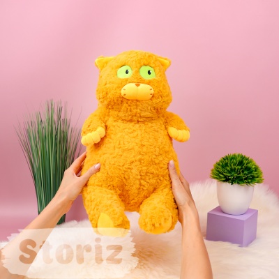 Мягкая игрушка "Смотрящий Кот", оранжевый 40см