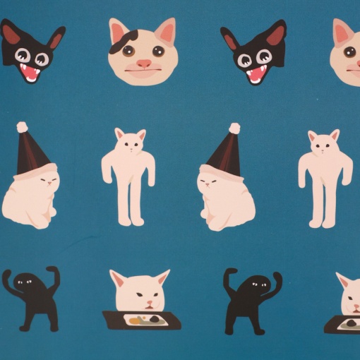 Тетрадь "Мемные Коты" синий, 48 листов (STORIZ) 