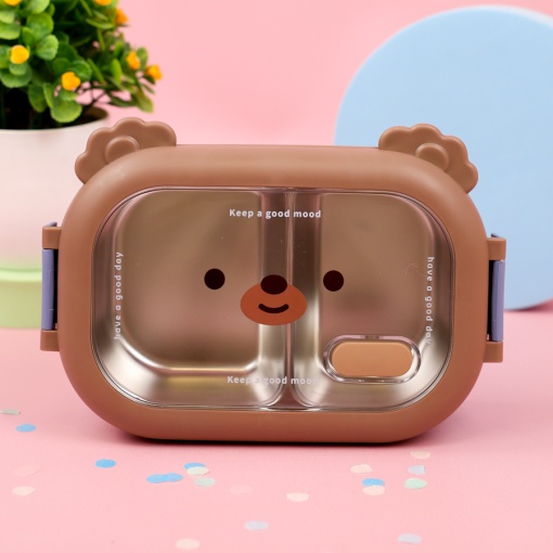 Ланчбокс "Мишка" №6261, коричневый оптом