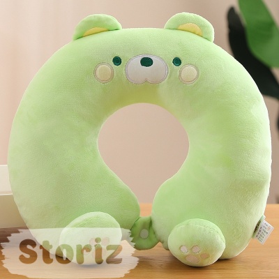 Подушка под шею "Медведь" зеленый, 30*28 см 