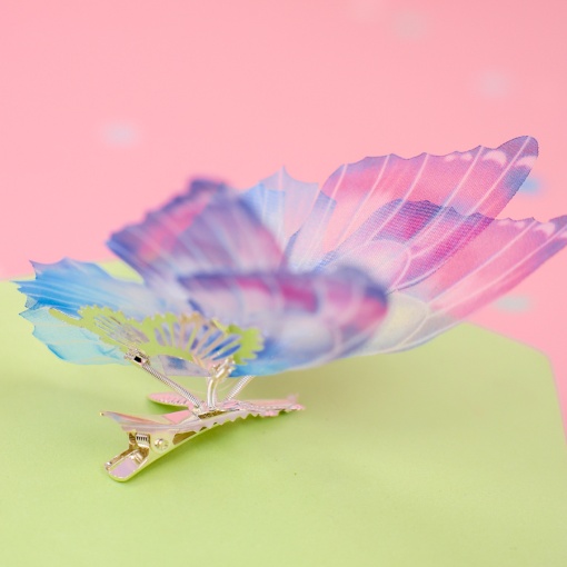 Заколка-зажим "Бабочка" голубой