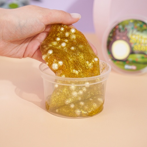 Слайм "Стекло" золотые блестки + шарики 150гр. STORIZ
