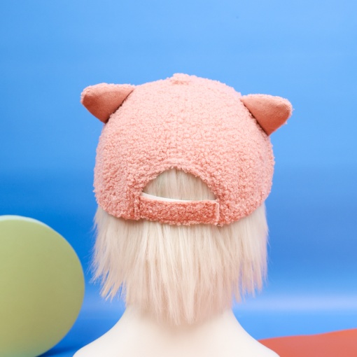 Бейсболка плюшевая "G" с ушками, розовый (56-60см)