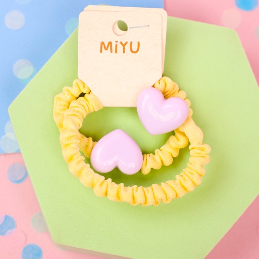 Набор резинок для волос "Heart" желтый, 2 шт