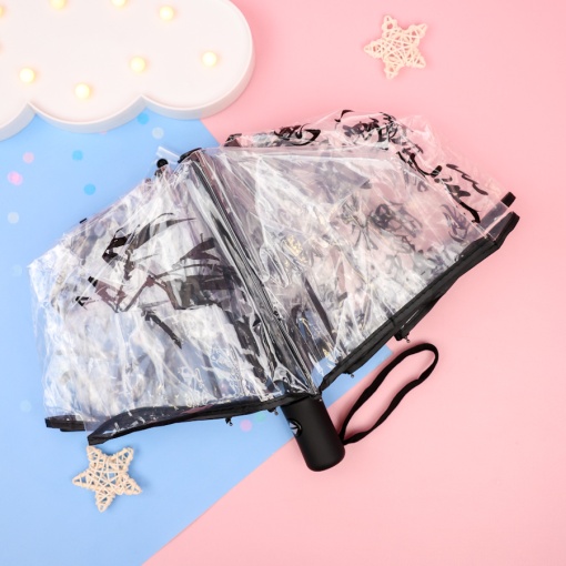 Зонт-автомат "Иероглифы" прозрачный