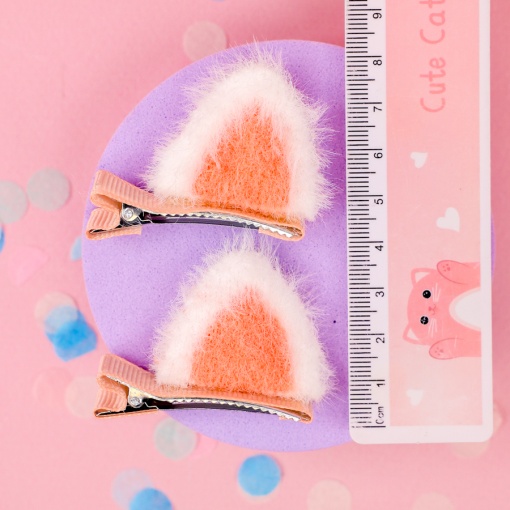 Заколка для волос "Ушки" 2шт, оранжевый