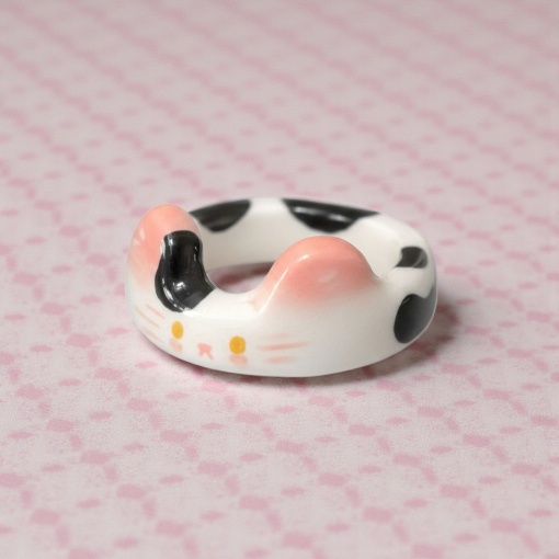 Кольцо "Cute cat" розовые ушки