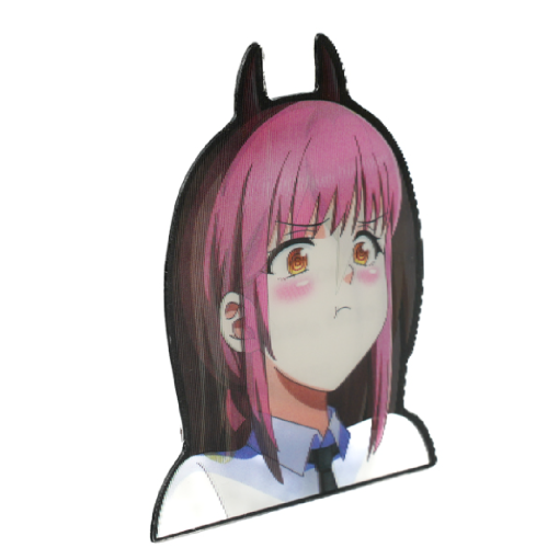 Наклейка голографическая "Человек Бензопила" 3D, №04