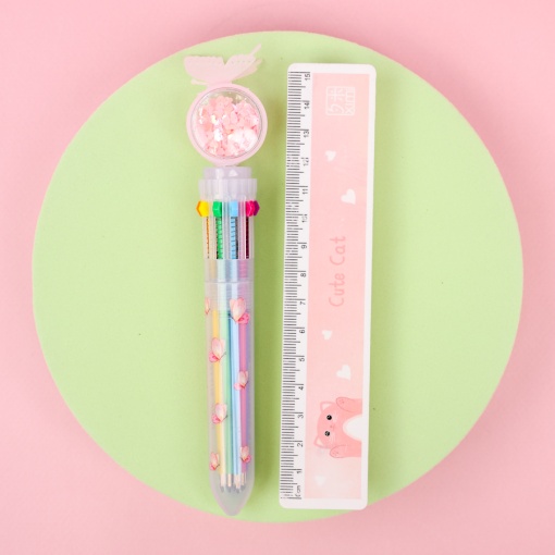 Ручка с десятью стержнями "Butterfly 10в1" розовый