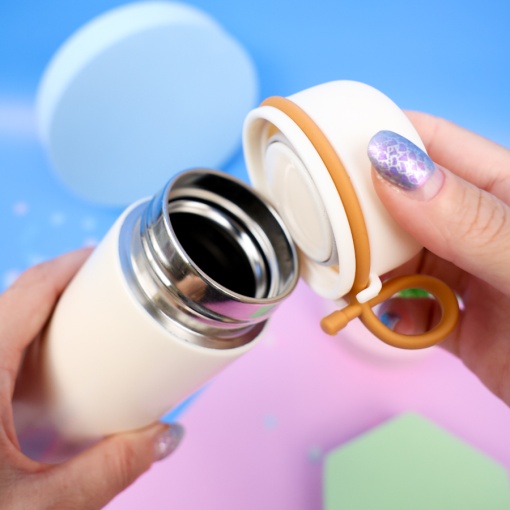 Термос "Peach cha bear" №8399 молочный, 280 мл. оптом