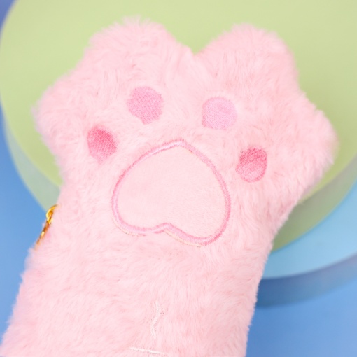 Пенал плюшевый "Лапка Yeah", розовый