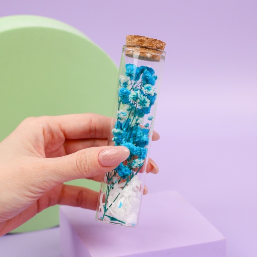 Цветок в пробирке "Гипсофила" 12 см, синий оптом