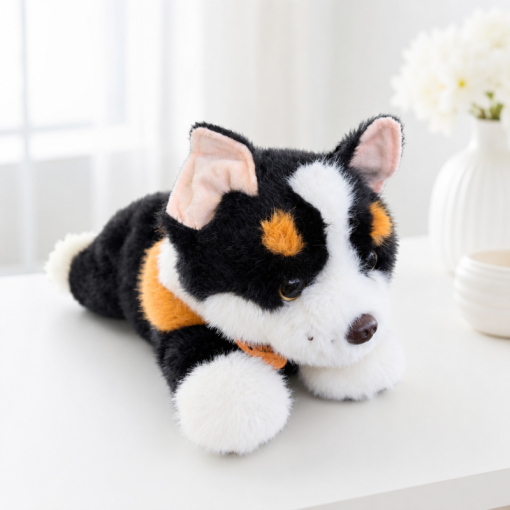 Мягкая игрушка "Shiba лежит" 34см, черный, 1шт