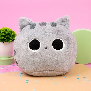 Мягкая игрушка-подушка "Кот" серый, 30 см