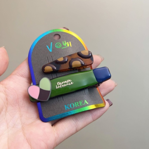 Набор заколок "Banette LaFrance" коричнево-зеленый, 2шт