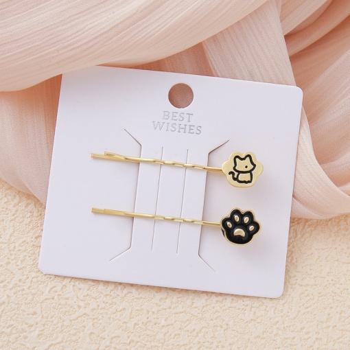 Набор заколок-невидимок "Котик и лапка" золотой, 2шт.