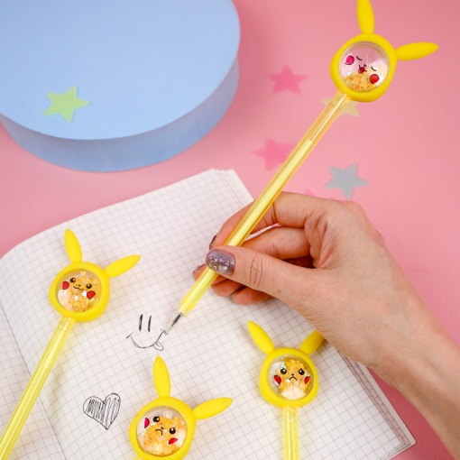 Ручка "Pika-Pika" с блестками (черный)