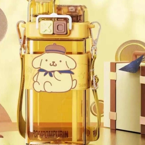 Бутылочка двойная, с трубочкой "My Mld" Помпом, желтый, 520мл оптом