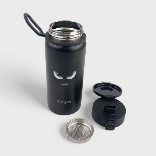 Термос-кружка "Gucgres" злой взгляд, черный, 550мл оптом