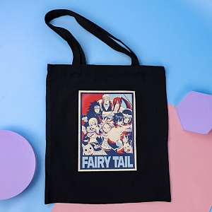 Сумка тканевая "Fairy Tail", черный, 1335-E оптом со склада в Москве