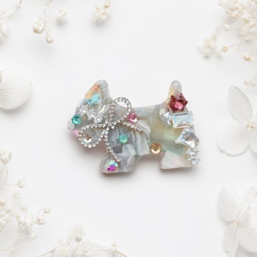 Заколка для волос "Crystal Doggie", grey stone