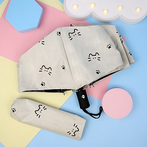 Зонт-автомат "Cat" бело-серый