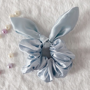 Резинка для волос "Silk bow" голубой