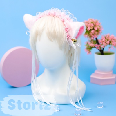 Ободок "Lolita Neko" белый с розовой ленточкой