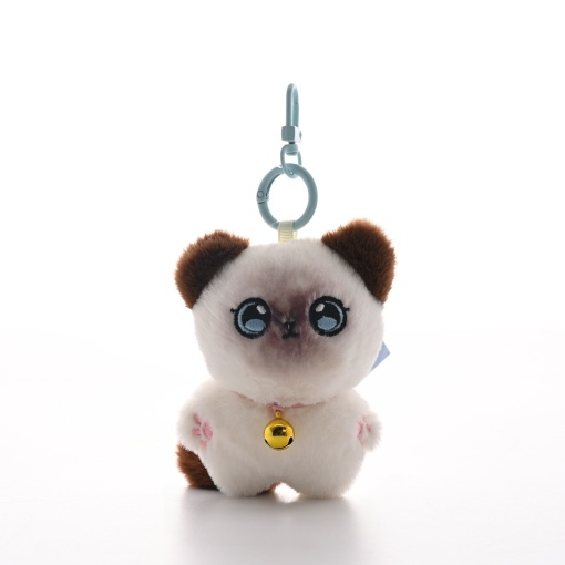 Мягкий брелок "Котенок с бубенчиком" бело-коричневый, 11см