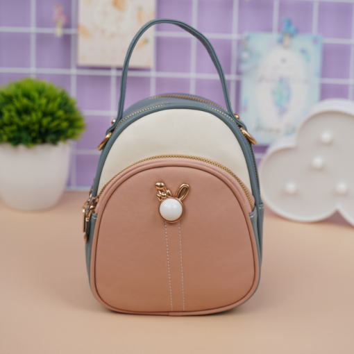 Рюкзак кож.зам."Rabbit" розовый-голубой