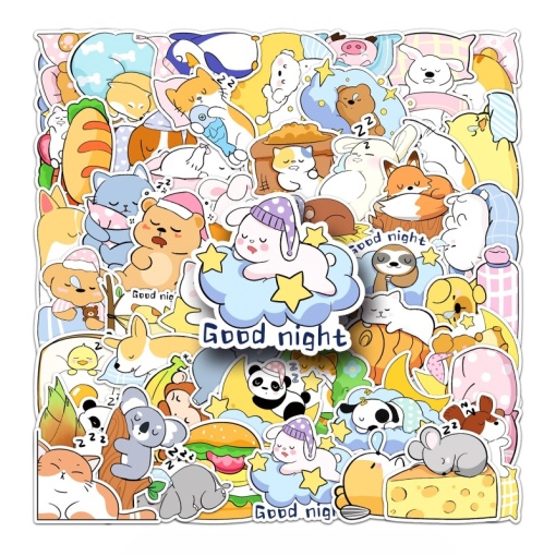 Наклейки для стикер бомбинга "Sleeping animals" 50шт