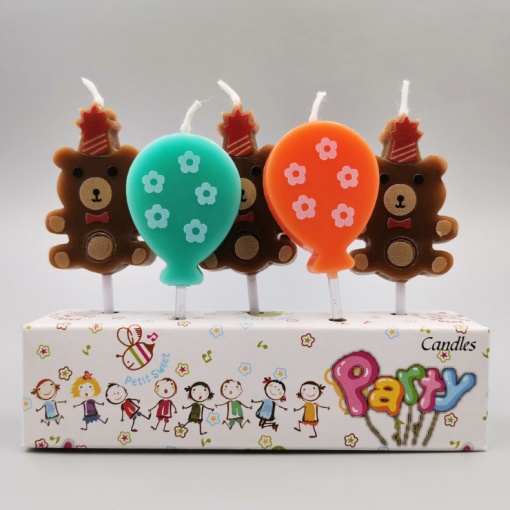 Свечи для торта "Bear" коричневые, 5 шт. оптом