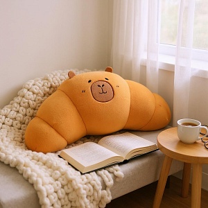 Мягкая игрушка-подушка "Капибара-круассан" 70см