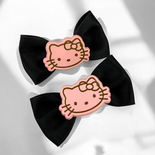 Набор заколок для волос "Hello Kt" черный бант, 2шт.