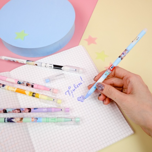 Ручка со стирающимися чернилами и стирашка "K-pop" BTS №21027 (синий)