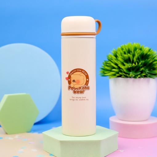 Термос "Peach cha bear" №8399 молочный, 280 мл. оптом