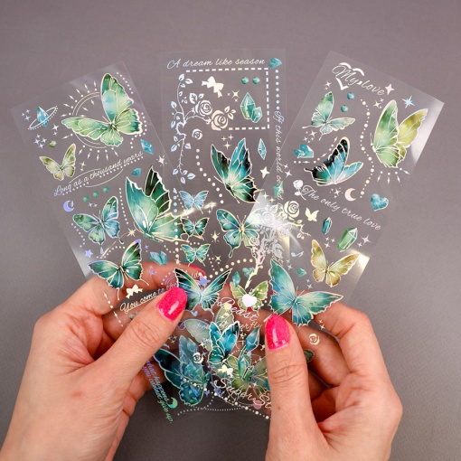 Набор наклеек "Butterfly" Withered Leaf, зеленый, 3 листа