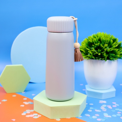 Термос "Think Different" с кисточкой, серый, 400мл оптом