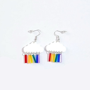 Серьги "Облака и радужные полосы" белые