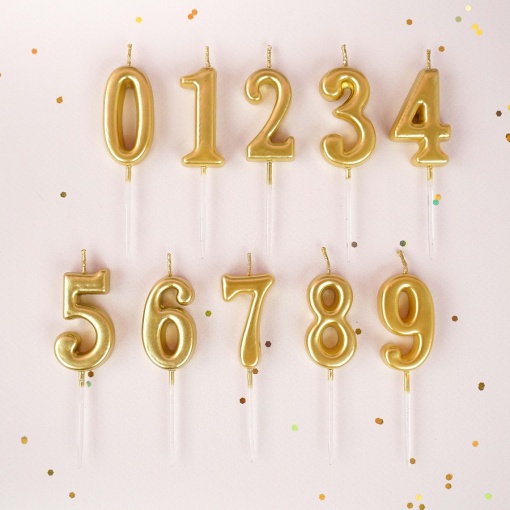 Свеча-цифра для торта золотистая, 2 оптом