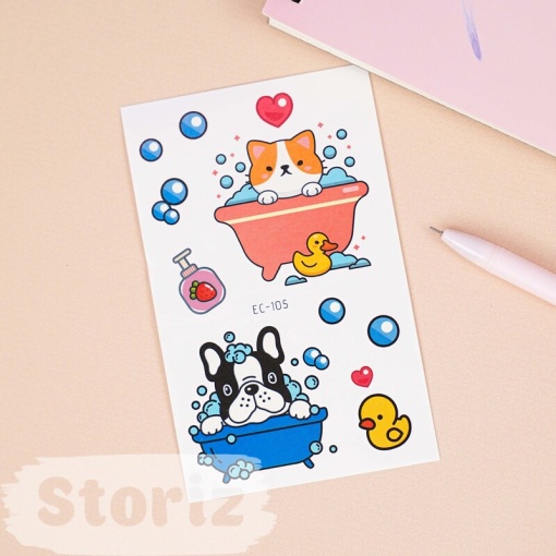 Временная татуировка "Cute Animals" EC-105, 12x75 мм
